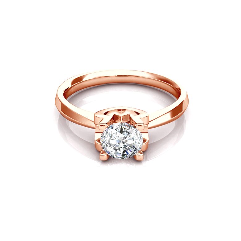 Anello Solitario Lettera Alfabeto W - Oro Rosa e Diamante | Gemperles - 3