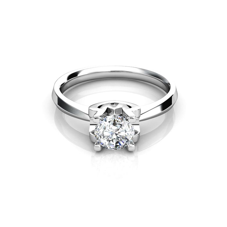 Anello Solitario Lettera Alfabeto W - Oro Bianco e Diamante | Gemperles - 3
