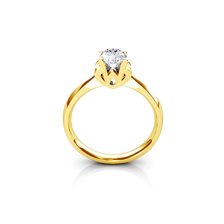 Anello Solitario Lettera Alfabeto W - Oro Giallo e Diamante | Gemperles - 1