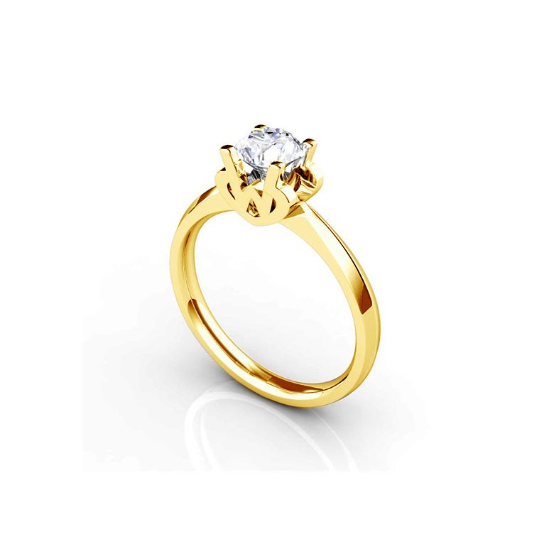 Anello Solitario Lettera Alfabeto W - Oro Giallo e Diamante | Gemperles - 3