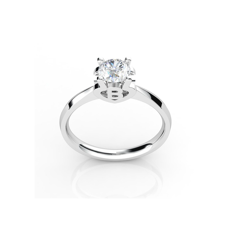 Anello iniziale - Lettera B - Diamante, oro bianco | Gemperles - 1