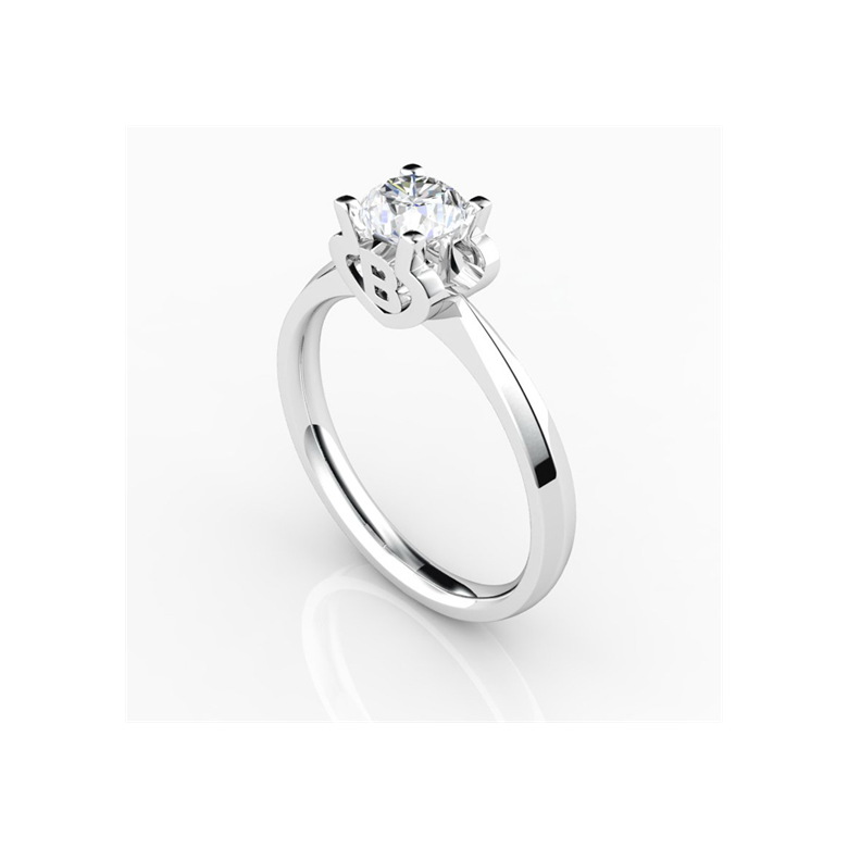 Anello iniziale - Lettera B - Diamante, oro bianco | Gemperles - 3