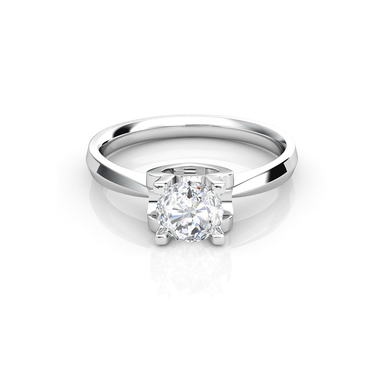 Anello iniziale - Lettera B - Diamante, oro bianco | Gemperles - 2