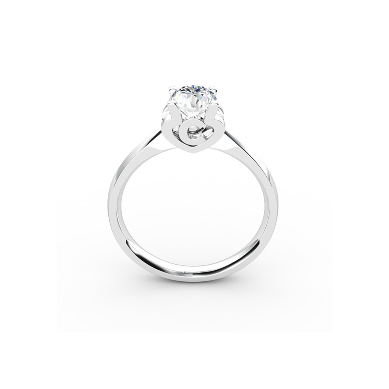 Anello iniziale - Lettera C - Diamante, oro bianco | Gemperles - 1
