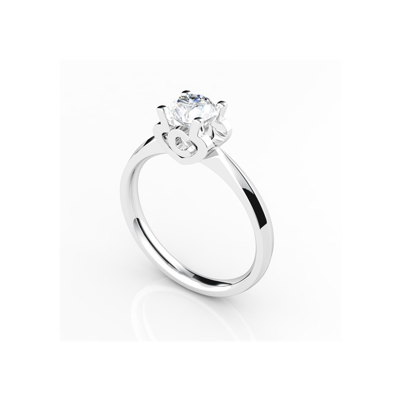 Anello iniziale - Lettera C - Diamante, oro bianco | Gemperles - 3