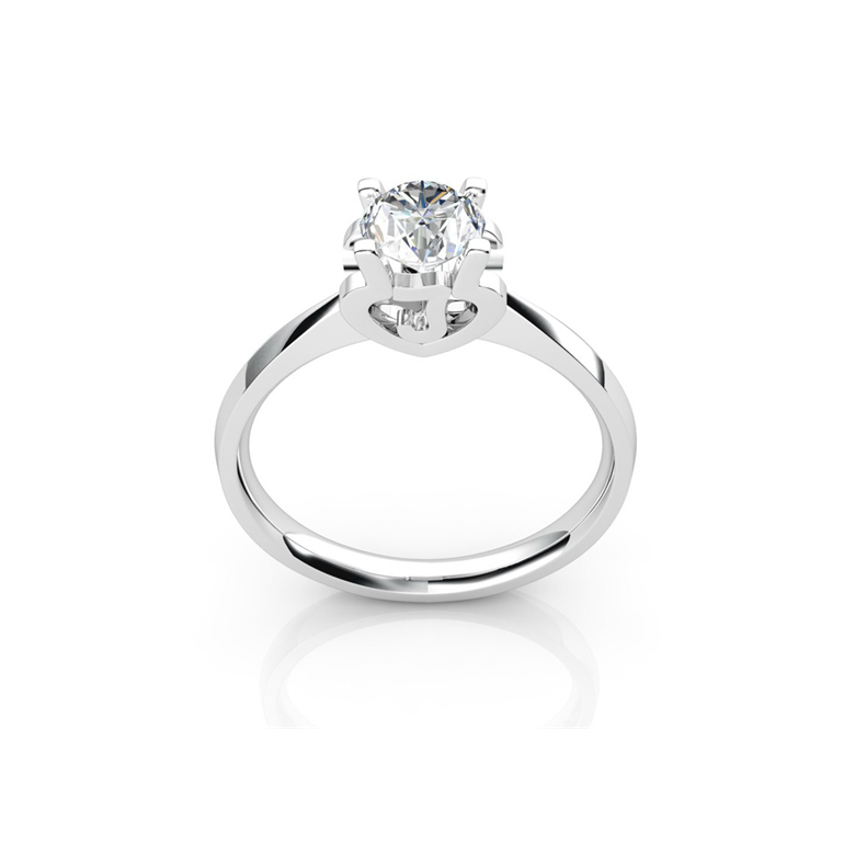 Anello iniziale - Lettera J - Diamante, oro bianco | Gemperles - 1