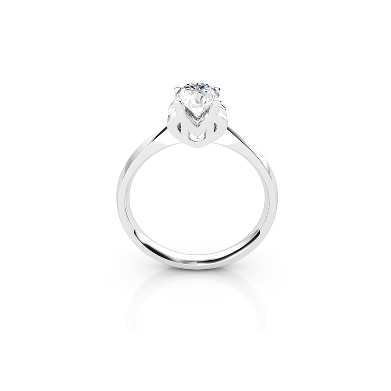 Anello iniziale - Lettera M - Diamante, oro bianco | Gemperles - 1