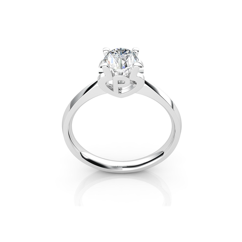 Anello iniziale - Lettera P - Diamante, oro bianco | Gemperles - 1