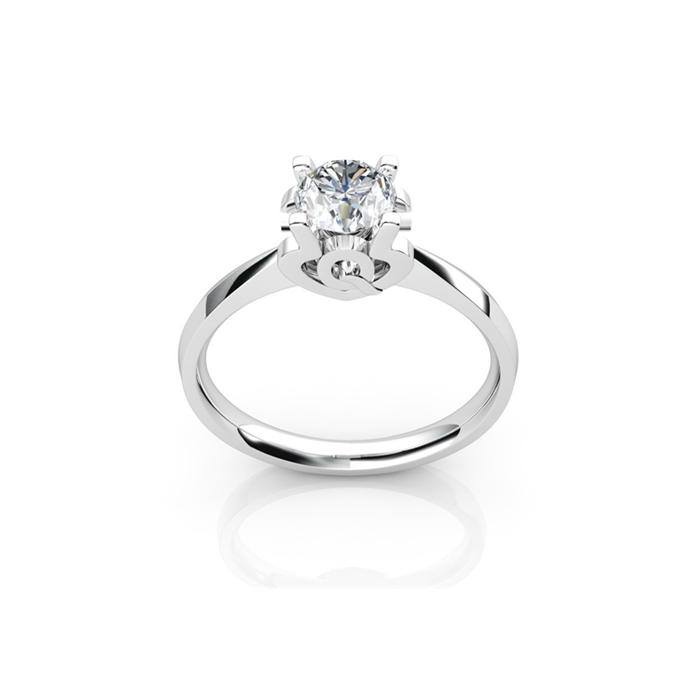 Anello iniziale - Lettera Q - Diamante, oro bianco | Gemperles - 1
