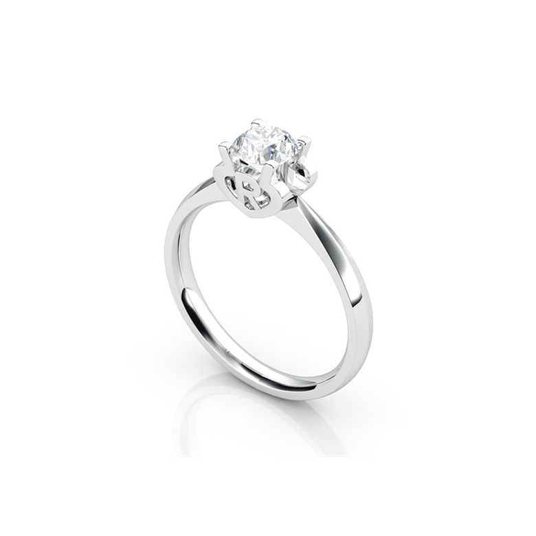 Anello iniziale - Lettera R - Diamante, oro bianco | Gemperles - 3