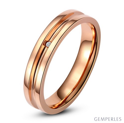Fede donna in oro rosa con diamanti